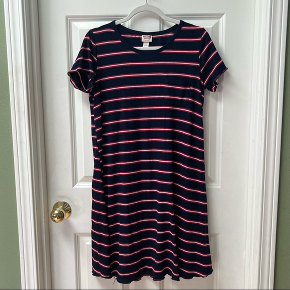 Navy Striped T-Shirt Dress - Picture 1 of 6